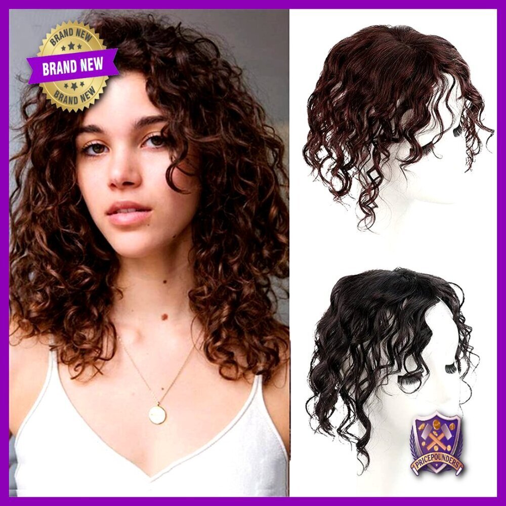 Human Hair Topper Clip-In Hairpiece Real Remy Natural Curly Wavy Elegant